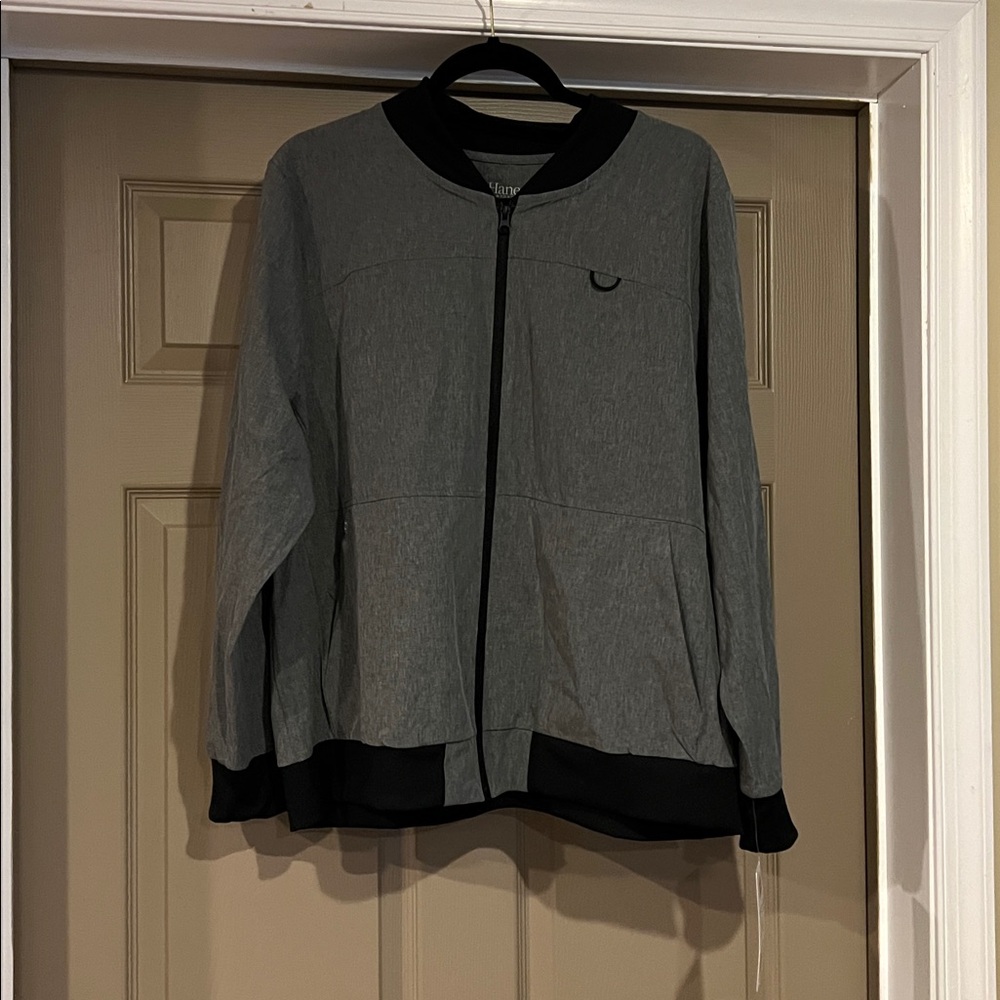 Hanes Women's Scrub Bomber Jacket - Gray and Black